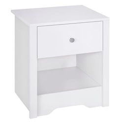 HOMCOM Bedside Table, Nightstand with Drawer and Open Shelf, End Table for Living room, Bedroom, White