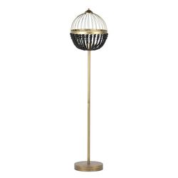 PORTAVELAS MADERA Y METAL 14x14x35 CM