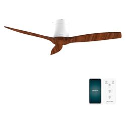 Cecotec Plafondventilator EnergySilence Aero 5500 Aqua WhiteDarkWood Connected, DC-motor 40W, Diameter 132 cm, Laag verbruik, Wifi, Afstandsbediening, Buiten, Timer, Zomer en winter modus, Stil