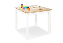 Pinolino Mesa infantil de madera maciza fenna, altura 51 cm para 2 a 7 años, lacado blanco y transparente