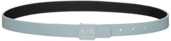 Armani Exchange Sustainable, Reversible, Logo Buckle Plate Belt, Dark Reflection/Black, 80 Mujeres