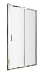 nuie AQSL12H3 Pacific Modern Bathroom Easyfit Shower Single Sliding Door, 6mm Toughened Safety Glass and Round D-Handle, 1200mm, Polished Chrome