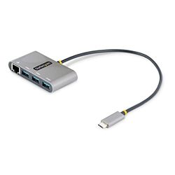 StarTech.com 3-port USB-C-hub med Ethernet – 3 x USB-A – Gigabit Ethernet – Multi USB 3.0 5 Gbit/s – Thunderbolt 3-adapter/reseadapter – 30 cm kabel – USB-C till USB-A-splitter/distributör