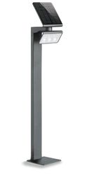 Steinel Lampada da giardino a LED XSolar GL-S antracite, lampada solare regolabile in altezza, rilevatore di movimento, luce notturna