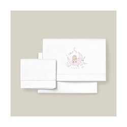 Interbaby Parure de lit pour Poussette - Parure de lit pour Poussette - Blanc et Rose - 100% Coton
