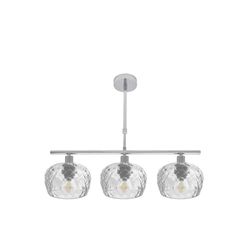 Zarivy Lámpara de diseño cromo 3xE14, dimensiones 55x13 cm, tulipas de cristal tallado transparente, ideal para decoración y ambientación.