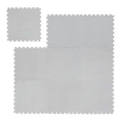 Relaxdays sportmat 9 tegels, pluizig, voor woonkamer, kinderkamer & meer, 30 x 30 cm, EVA & polyester, in het grijs