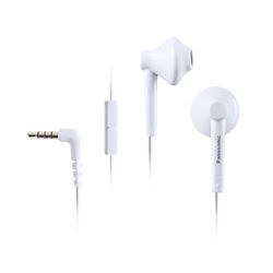 Panasonic RP-TCM55E-W Auriculares Botón In Ear, con Cable y Micrófono, Sonido Estéreo para Móvil, MP3/MP4, Control Remoto, Ajuste Cómodo, Blanco