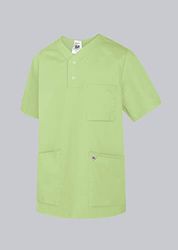 BP 1741-853-78 Unisex Slip-On Tunic, 1/2 Sleeve, V-Neckvwith Arm-Lift System, 200,00 G/M², Fabric Blend, Light Green, Size M