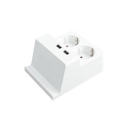 Base portátil con 2 Tomas y 2 USB, Longitud de 1.5 Metros, Ideal para Cargar Dispositivos y alimentaciones eléctricas múltiples.