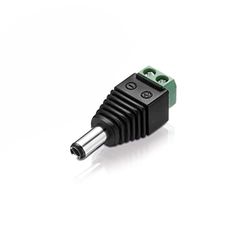 conecto , adaptador de enchufe hueco, adaptador de baja tensión, conector hueco de 5,5 x 2,5 mm a bloque de terminales bipolares, negro