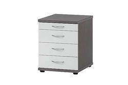 Möbelpartner - Cassettiera per ufficio, finitura effetto frassino, grigio e bianco opaco, 41,6 x 50 x 53,4 cm