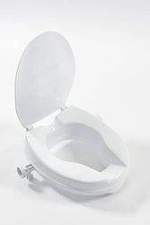 NRS Healthcare Linton Raised Toilet Seat with Lid, 50 mm / 2 inch, White