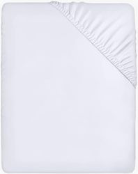 Utopia Bedding Hoeslaken met elastische hoeken, geborstelde microvezel, wit, 200 x 220 cm