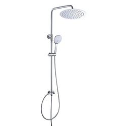 JOHO 304 Colonna Doccia idromassaggio Doccia Colonna in Acciaio INOX Cromo Colonna Doccia Senza Miscelatore Set Doccia a Pioggia con Soffione e Doccetta a Mano (D25cm tondo)