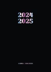 Agenda semainier 2024 2025: 1 semaine sur 2 pages avec horaires | Planificateur hebdomadaire de 12 mois de Septembre 24 à Août 25 Couverture noire