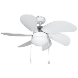 Orbegozo CP 15076 B Plafondventilator met licht, 6 houten bladen, stil, 3 ventilatorsnelheden, 80 cm diameter, 50 W vermogen, wit