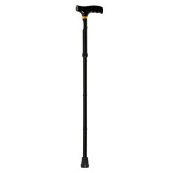 HOMECRAFT Folding Coloured Walking Stick with Wooden Handle, Lightweight Adjustable Walking Cane for Balance, Mobility Aid, Black, 73 x 82cm