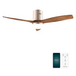 Cecotec Plafondventilator EnergySilence Aero 5600 Aqua GoldDarkWood Connected van 40 W en 52”, Wifi, Afstandsbediening, IP44-bescherming, Licht, 6 snelheden, 3 bladen, winter-zomer modus en timer 8 u