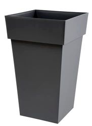 Eda Plastiques 13635 G.Ant SX3 Toscane, vaso para jardim (polipropileno, 39 x 39 x 65 cm), design quadrado, cor cinzento escuro