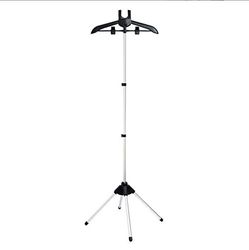 Luumerser Foldable Garment & Clothes Drying Rack,Adjustable Height,Handheld Hanging Ironing Machine Hanger Steam Ironing Machine Accessories Bracket (Black)