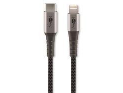 Goobay 49271 Lightning naar USB C snellaadkabel, MFi Apple oplaadkabel Lightning-kabel, 480 Mbits iPhone-kabel, extreem robuuste textielkabel, oplaadkabel iPhone Apple iPad, grijs, 1 m