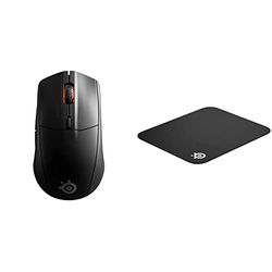 SteelSeries Rival 3 Wireless, Mouse da Gioco Wireless, Oltre 400 ore di Autonomia & QcK Mini, Mouse pad da gioco in tessuto, Superficie microtessuta esclusiva, Ottimizzato per i sensori di gioco