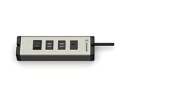 EHMANN 0601x04032031 Universal Aluminium, USB Snabbladdare Mobilladdare (2 x USB-A Dubbelportar, 1 USB-C-Port), 1,5 m Kabel, för Laddning av Smartphone, Surfplatta, etc.