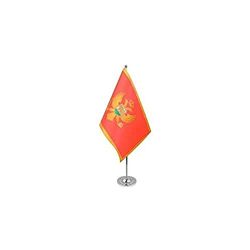 AZ FLAG Bandera de Mesa de Lujo de Montenegro 22x15cm en Raso - BANDEROLA de DESPACHO MONTENEGRINA 15 x 22 cm