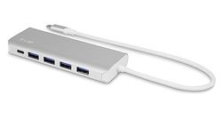 LMP USB-C hub, USB-A (4) en USB-C (3) 7 poorten, oplaadfunctie (BC1.2), externe voeding (36W) zilver