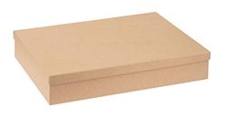 Caja de cartón Glorex rectangular caja con tapa de cartón FSC apta para DIN A4 para pegar pintar para Decopatch o técnica de servilletas marrón aprox. 247x347x64cm de tamaño