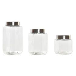 BOTE SET 3 CRISTAL INOX 8,5X8,5X18 1L 750ML/500Ml