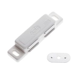 Amig - Pacote de 2 golfinhos magnéticos duplos Mod.20 acabamentos em branco - fecho oculto para portas de armários e móveis de casa ou escritório - Medidas: 76 x 18 mm - Parafusos de fixação estão