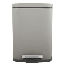 Spirella - Poubelle de Salle de Bain à Pédale en INOX Akira - Fermeture Douce Easy-Close, Revêtement Anti Trace de Doigts - 21,4 x 17,6 x 30 cm - 5L - Taupe Mat
