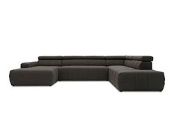 DOMO. collection Brandon - Sofá con Respaldo y Ajuste de Profundidad del Asiento en Forma de U, tapizado 359 x 228 x 80 cm, Color Barro, Lodo