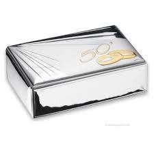 VALENTI & CO. Caja de joyería de plata para regalo de 50 años de boda, elegante regalo de aniversario de boda de oro, regalo perfecto para un amor duradero