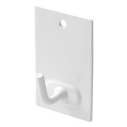 Amig - Pack of 30 Multi-Purpose Hooks, Adhesive or Screw-Mounted - with Drilling Hole - Easy Installation - Do Not Damage The Wall - for Smooth Surfaces - Durable Steel - White