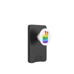 Bandera del orgullo de la mano con signo de paz PopSockets PopWallet para MagSafe