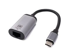 SYSTEM-S LAN-kabel 20 cm RJ45 aansluiting naar USB 3.1 type C stekker adapter in grijs