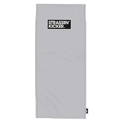 STRASSENKICKER sport- en fitnesshanddoek, ca. 50 x 110 cm + 15 cm klep, 100% polyester, met vlaglabel, achterkant met hoes voor fitnessapparatuur en geïntegreerd ritsvak