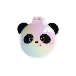 Legami - Cute Panda Theme Hair Brush with Mirror, Foldable Brush, Opens and Closes with One Click, Convenient and Convenient to Take Anywhere