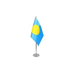 AZ FLAG Bandiera da Tavolo di PRESTIGIO Palau 22x15cm in Raso - Piccola BANDIERINA PALAUANA 15 x 22 cm