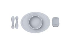 EZPZ Tiny Bowl, kopp, sked 4 månader +, skål, mugg och sked av 100% silikon, ljusgrå