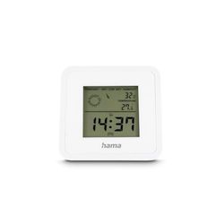Hama |Termometro/igrometro digitale per interni ("Borneo", Misura temperatura, umidità ambiente, ora, ripetizione allarme, clima interno) Bianco