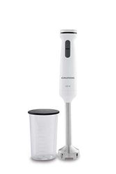 Grundig BL 6840 - Batidora de mano, 600 W, con 4 cuchillas de acero inoxidable, vaso medidor de 1 L, color blanco y negro