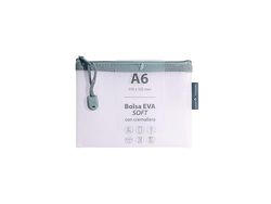 Grafoplás - Bolsa con Cremallera EVA Soft a6, Color Rosa Pastel, Tacto Suave, Zipper Bag Hecha con Goma EVA Transparente, Perfecta para Proteger y Transportar Documentos y Artículos Pequeños
