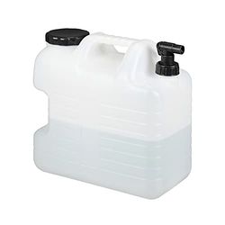 Relaxdays Garrafa con Grifo, 20 litros, Plástico sin BPA, Tapón de Cuello Ancho, Asa, Bidón Acampadas, Blanco y Negro