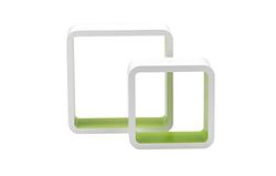 King Collection King Home M1105002/B Set 2 Pièces Étagère Quadra Courbe en MDF Bicolore, Blanc/Vert, 26 X 10 X 26 Heures 20 x 10 X 20H
