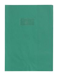 Calligraphe 72205C Un Protège-Cahier Grain Cuir Vert sapin - A4 21x29,7 cm - 22/100ème avec Porte-Étiquette - PVC Opaque