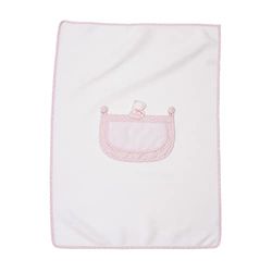 FILET - Couverture en Chaud Polaire pour Bébés, Produit Réalisé en Doux Polaire de Haute Qualité avec Insert en Toile Aida à Broder, 100% Made in Italy, Dimensions 60x80 cm, Couleur Blanc et Rose